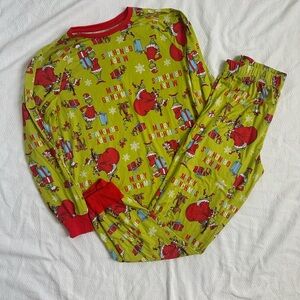 Boys Teenager Men's Festive Grinch Christmas Pajama Set Pj's Size Medium